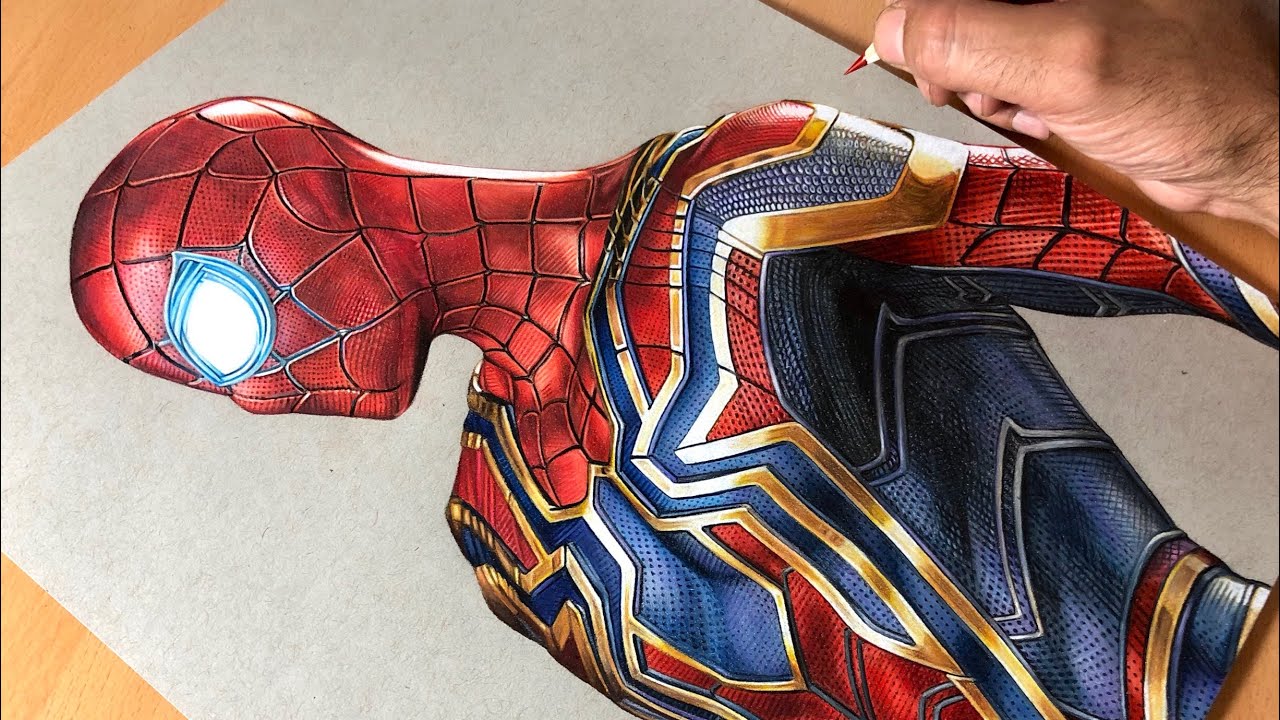 色鉛筆でリアルすぎるスパイダーマンが描かれる Art By Artology