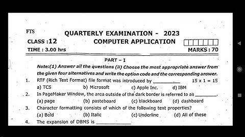 12th computer application Quarterly exam 2024 question paper | Model question paper 2024