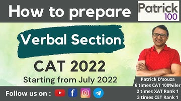 How to prepare Verbal Section for CAT 2022 if starting from July 22 | Patrick Dsouza