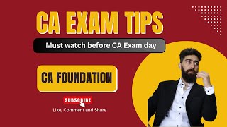 CA Exam Tips - Must watch before giving CA Foundation exams !