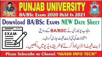 BA/BSC Part-I & Part-II New Date Sheet 2021 Download | Punjab University Traditional Exams