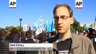 Demonstrators rallied near the U.S. Capitol today, protesting America's surveillance programs. Many