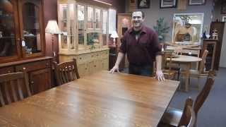 This is an Accent Mission Table with Lincoln chairs. The pieces shown come in Quarter-Sawn White Oak with a Michael