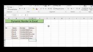 Dynamic Border In Excel | Automatic Border in Excel in Hindi