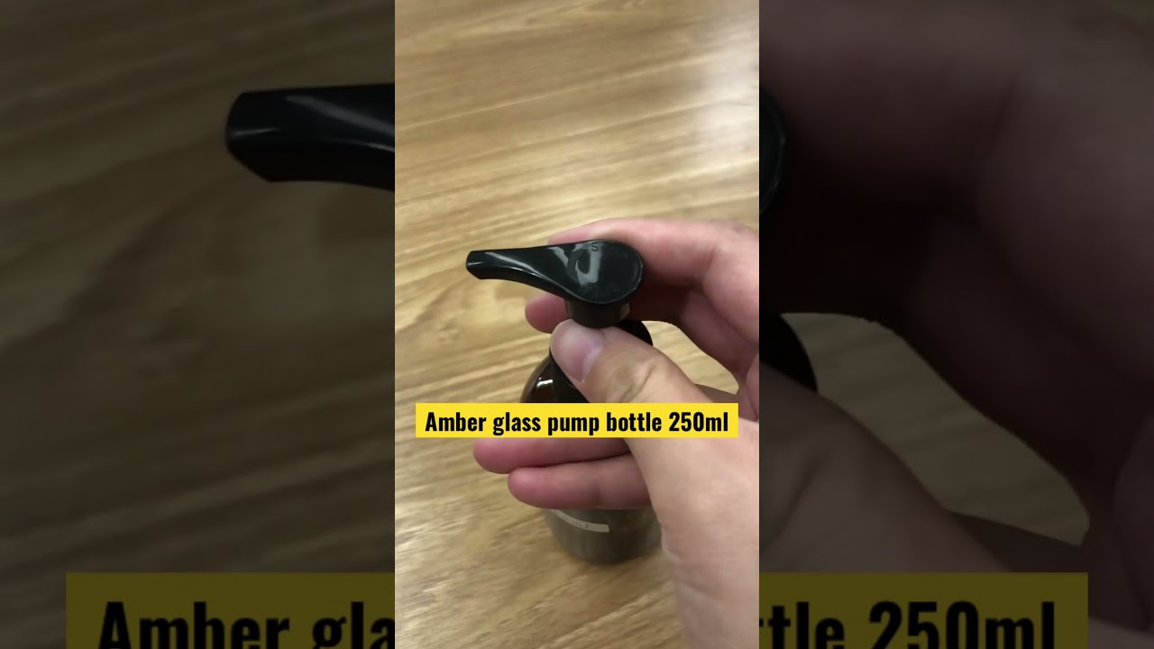 Amber glass lotion pump bottle 250ml