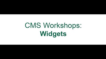 CMS Workshops: Widgets