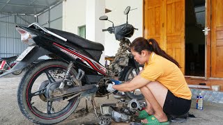 : Mechanical girl:Techniques to repair and restore 4 stroke engine YAMAHA SIRIUS Motobike