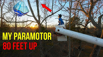 Rookie Paramotor pilot crashes in Tree - Drones film Rescue