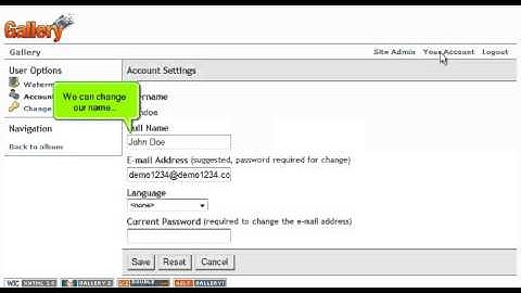 How to edit your account information in Gallery | FastDot Cloud Hosting