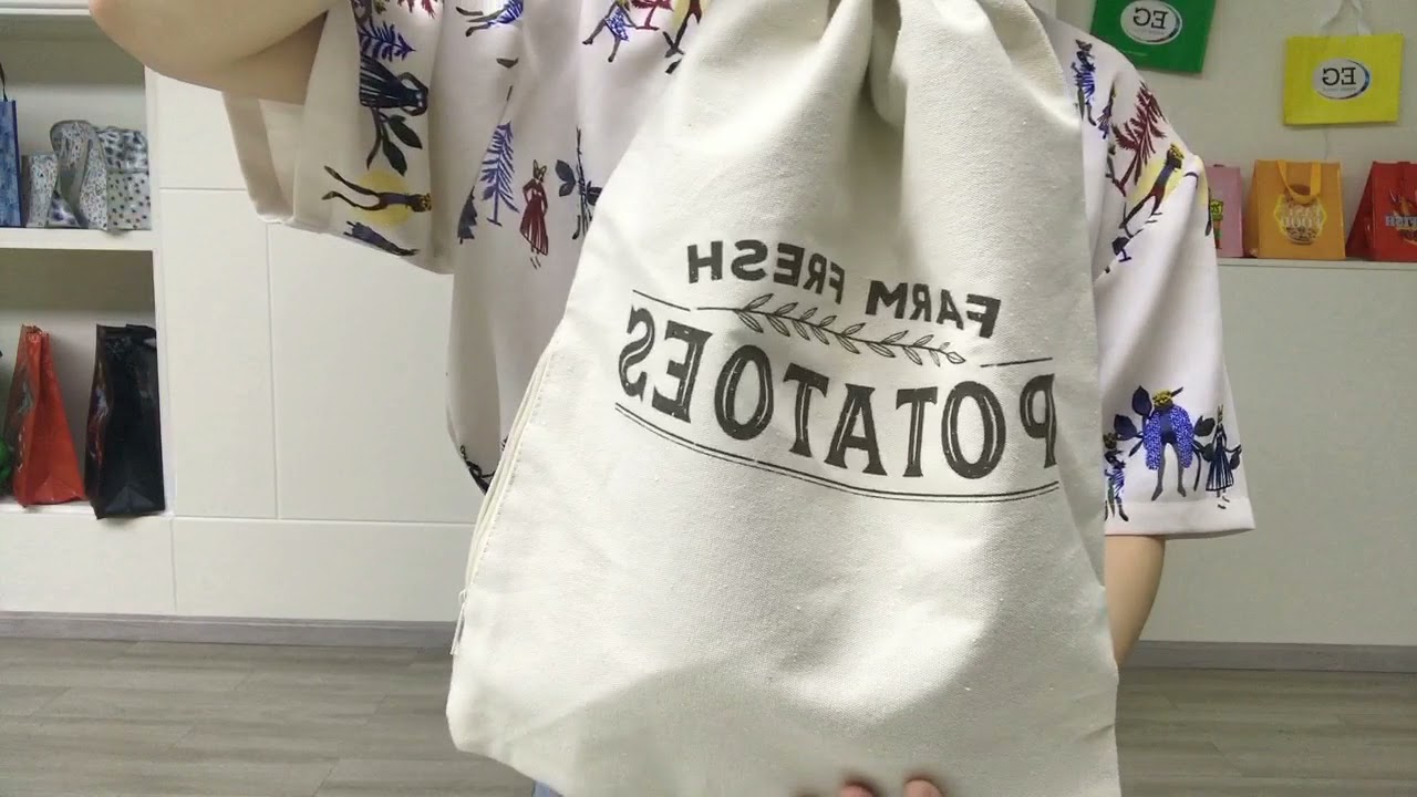 drawstring cotton bag with zipper closure canvas tote gift bag custom personalized new slogan printi