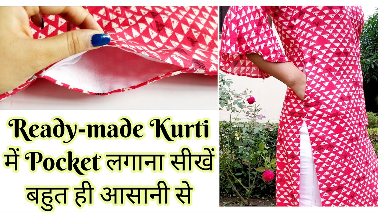 Ready-made Kurti में Pocket लगाना सीखें | How To Attach Pocket To Readymade  Dress | Stitch By Stitch - YouTube