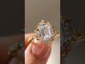 Vintage Emerald Lab Grown Art Deco Engagement Ring Gold Wedding Anniversary Ring