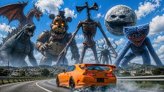 SUPRA vs 15 GIANT MONSTERS! #2 (Siren Head, Slenderman, Moon Woke Up, Huggy Wuggy) | BeamNG Drive screenshot 3