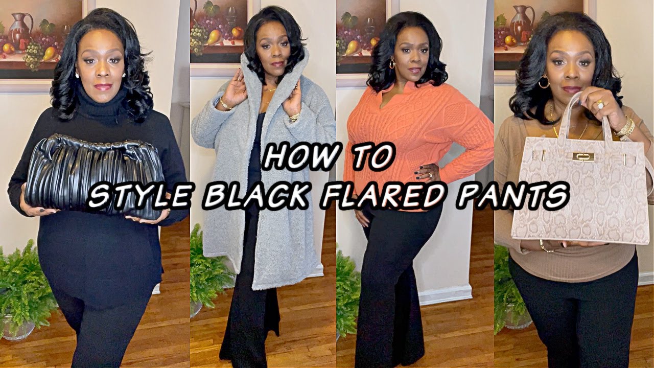 HOW TO STYLE SHEIN CURVY PLUS SIZE BLACK FLARE PANTS 