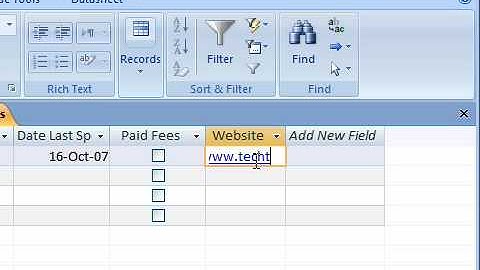 Use the Hyperlink Data Type in Access 2007