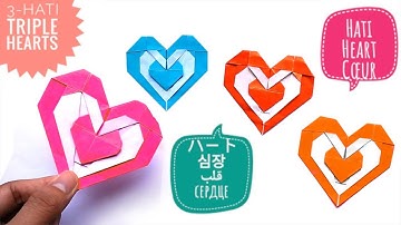 Origami Heart Folding Instructions - How to Make Origami Triple Heart 💗 (Hadi Tahir)