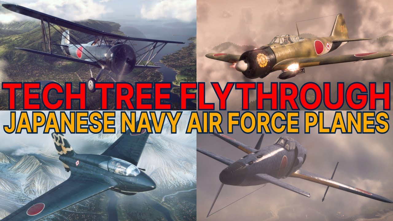 WoWP Tech Tree Flythrough: The Aircraft Of The Japanese Navy Air Force From Tier 2 to Tier 10