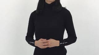 スーパービューティー すっきりとした柔らかリブニット！パールビーズをアレンジした花モチーフが可愛らしさをＵＰ！！　s2021007