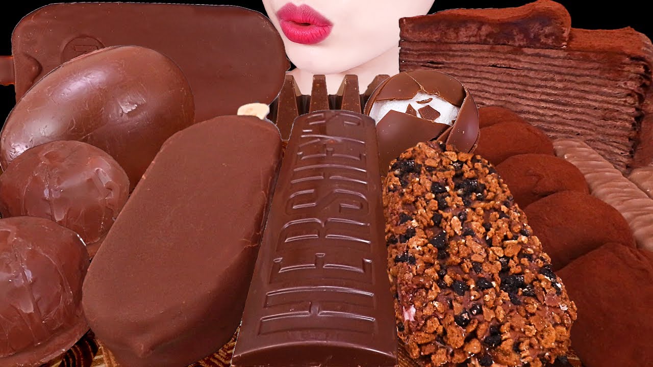 ASMR MUKBANG｜CHOCOLATE MARSHMALLOW CREPE CAKE MAGNUM RICE CAKE ICE CREAM 초코크레이프 마시멜로 아이스크림 초코찰떡먹방