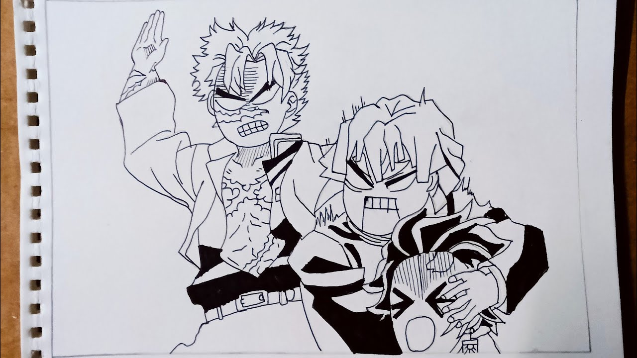 Demon Slayer Comedy Art 🎨 | Drawing Sanemi, Zenitsu & Tanjiro Funny Scene