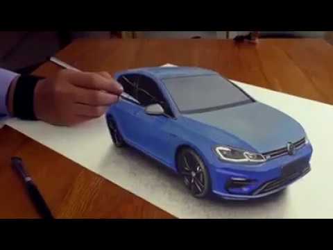 رسم سيارة cr7 art 3D باسلوب سهل و جميل في اسرع وقت