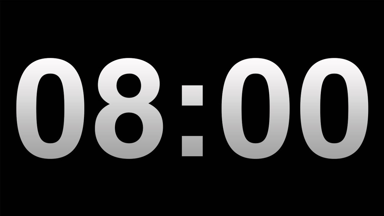 8 Minutes Timer Video Countdown Black Background - YouTube