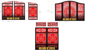 Mã bản vẽ 24146, 24227, 24318. Thiết kế 3 mẫu Cổng cắt cnc tuyệt đẹp | Thuviencnc.vn