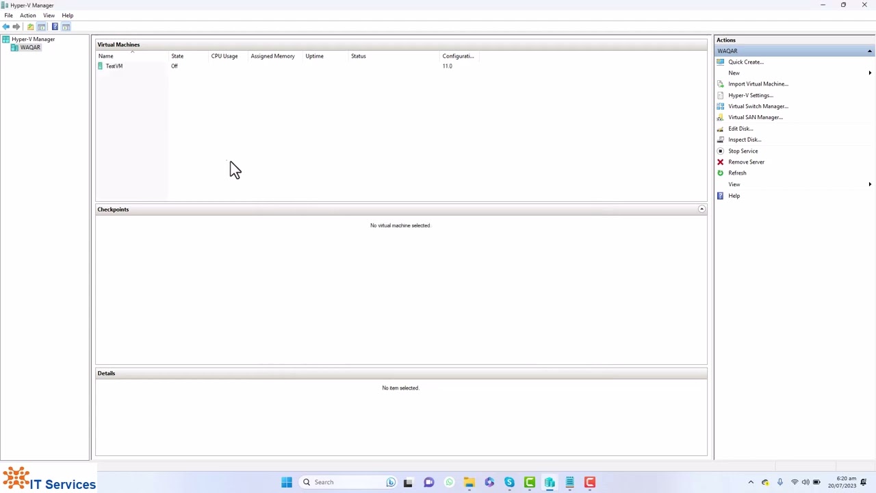 How to import and export virtual machine in hyper v server