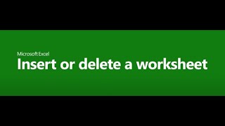 Insert or delete a worksheet in Excel!!