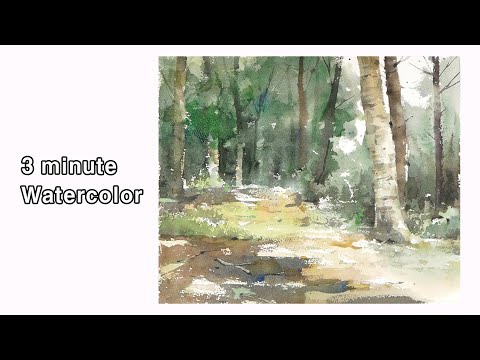 [ 3 minute Watercolor ] Without <strong>Sketch</strong> Landscape Watercolor - Forest. ( Arches <strong>rough</strong> ) NAMIL ART