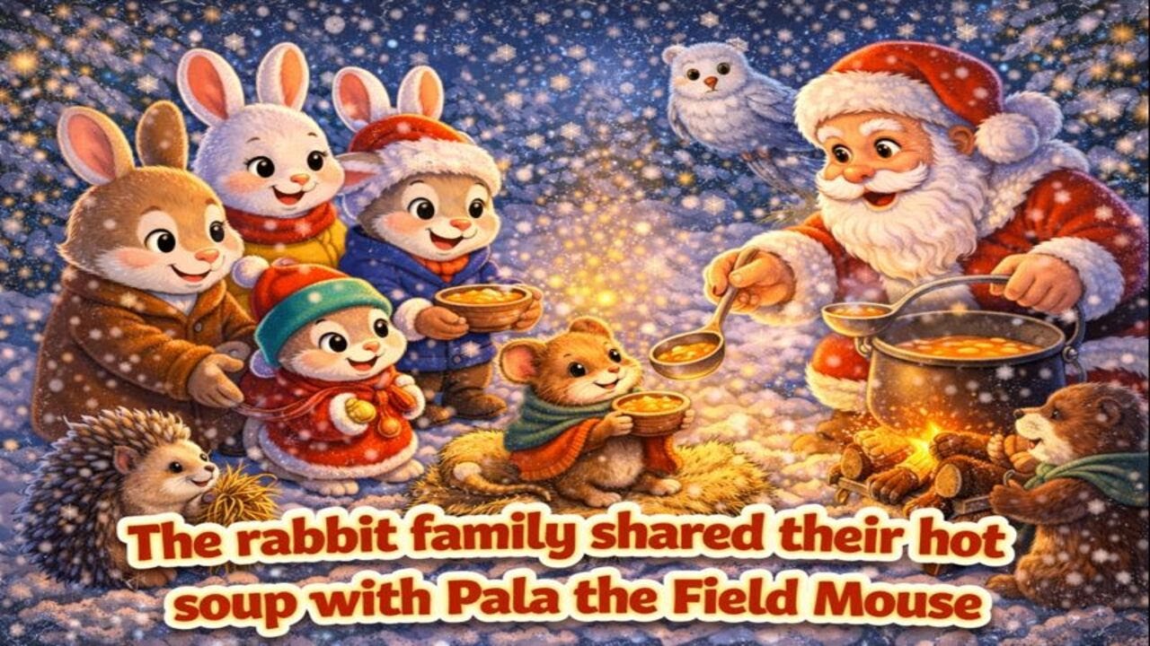 Funny Rabbit Family : The rabbit family shared their hot soup with Pala the Field Mouse 🎅❄️