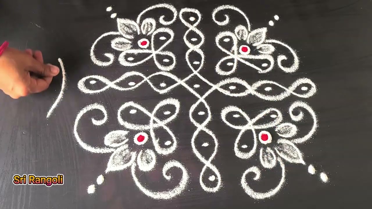 Simple Daily Rangoli Designs | 4 Dots Simple Kolam Designs |Melikala Muggulu Designs | BorderMuggulu
