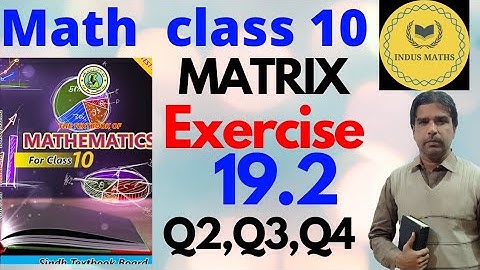 Exercise 19.2 class 10 math Q2 Q3 Q4 | matrix | Class X Sindh Board | indus maths.