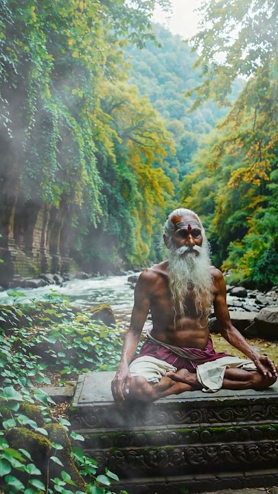 Old Sadhu Meditating by Ganga