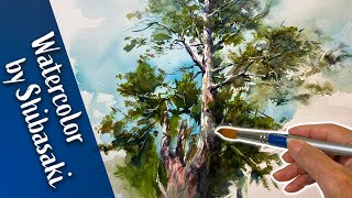 [Eng sub] Painting Winter Trees Realistically with Watercolors / How to Paint Branches / Wet in Wet