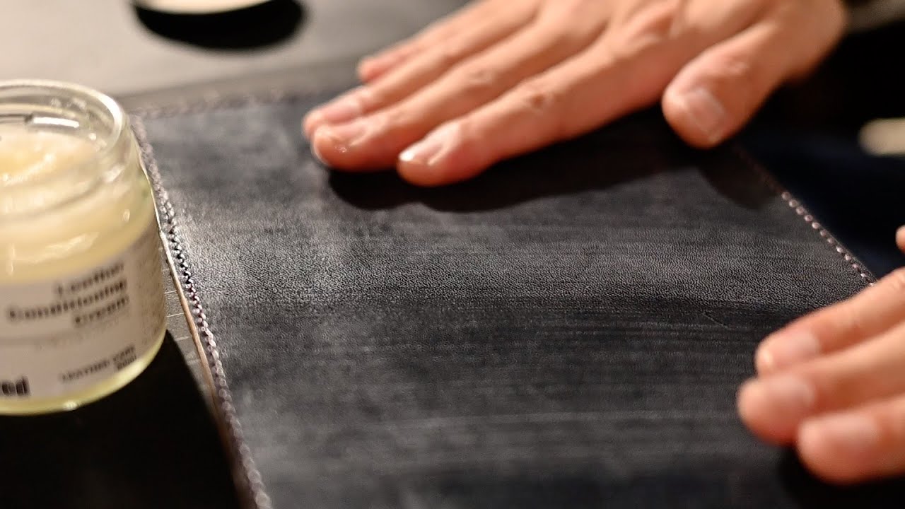 Leather Craft ASMR ~Making dark blue book cover at night~