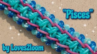 &quot;Pisces&quot; Rainbow Loom Bracelet Tutorial (5 bar wide)