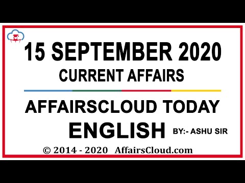 Current Affairs 15 September 2020 English | Current Affairs Today | AffairsCloud Today for All Exams