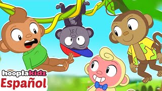 Cinco macaquinhos - 5 Monitos Saltando en la Cama | Rimas para niños | Hooplakidz en Español