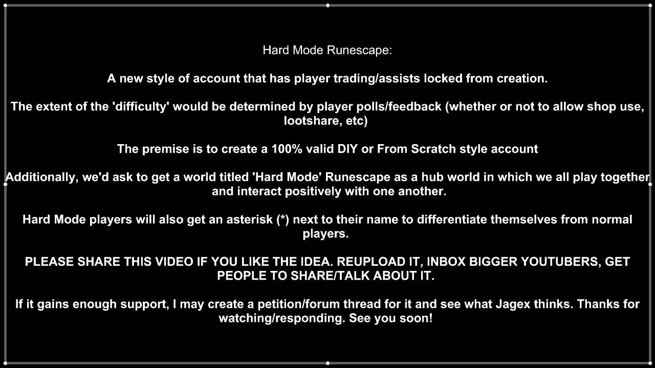 Hard Mode Runescape (Share This Video/Idea)!!!