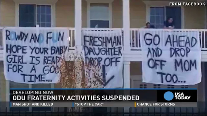Frat in trouble for 'freshman daughter drop off' banner