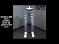 Designer street fashion men's retro blue high-quality jeans elastic tight patchY2K painted jeans men