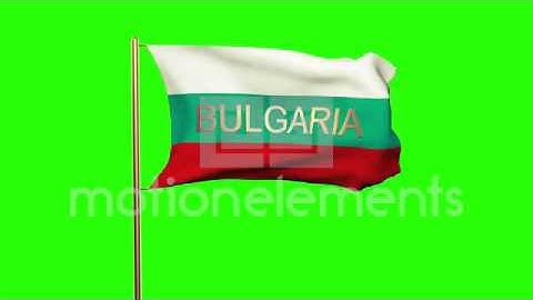 Bulgaria Flag With Title Waving In The Wind. Looping Sun Rises Style. Animation Stock Animation