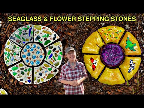 Seaglass & Flower Garden Concrete Stepping Stones DIY