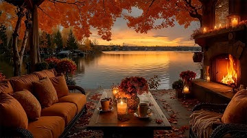 Peaceful Cabin by the Lake 🍂| Soft Piano & Crackling Fireplace  for Calm, Focus