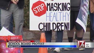 Mask protest held outside Wake County school board meeting