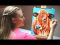 PAINTING Tutorial Acrylic Cow in 30-minutes | Art Therapy