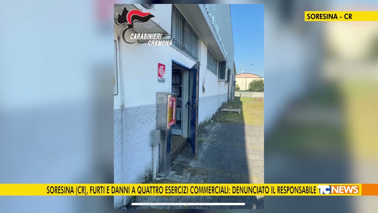 Soresina (CR), furti e danni a quattro esercizi commerciali: denunciato il responsabile