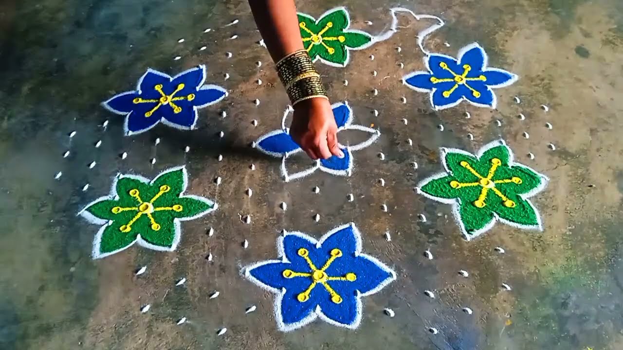 13+7 dots Ugadi festival🌺 special beautiful rangoli🌺simple easy rangoli🌺 design
