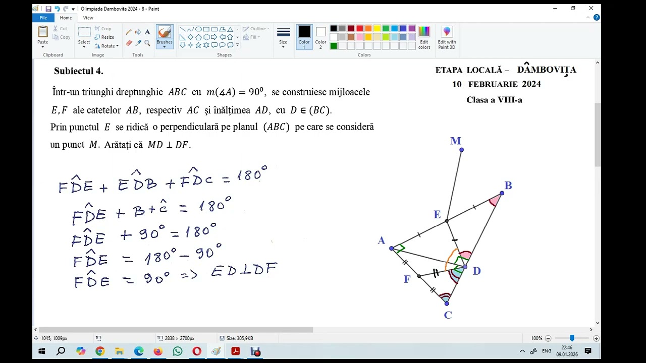 Problemă de la Olimpiada locală - Dâmboviţa - 2024 - Clasa a 8-a